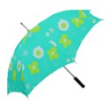 Daisy Flowers Lime Green White Turquoise  Straight Umbrellas View2