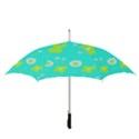 Daisy Flowers Lime Green White Turquoise  Straight Umbrellas View3