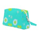 Daisy Flowers Lime Green White Turquoise  Wristlet Pouch Bag (Medium) View2