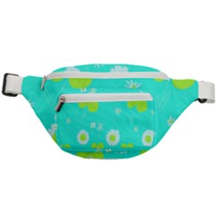 Daisy Flowers Lime Green White Turquoise  Fanny Pack by Mazipoodles