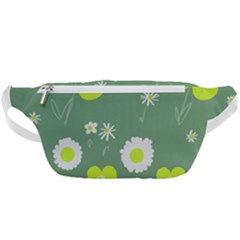 Daisy Flowers Lime Green White Forest Green  Waist Bag  by Mazipoodles