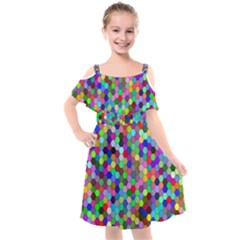 Background Color Kids  Cut Out Shoulders Chiffon Dress by artworkshop