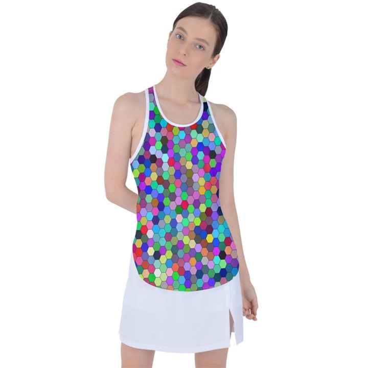 Background Color Racer Back Mesh Tank Top