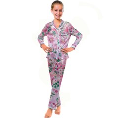 Cottage Garden  Kid s Satin Long Sleeve Pajamas Set by PollyParadiseBoutique7