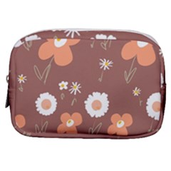 Daisy Flowers Coral White Green Brown  Make Up Pouch (small) by Mazipoodles