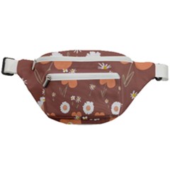 Daisy Flowers Coral White Green Brown  Fanny Pack by Mazipoodles