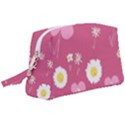 Daisy Flowers Pink White Yellow Dusty Pink Wristlet Pouch Bag (Large) View1