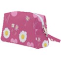 Daisy Flowers Pink White Yellow Dusty Pink Wristlet Pouch Bag (Large) View2