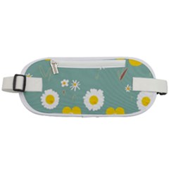 Daisy Flowers Yellow White Brown Sage Green  Rounded Waist Pouch by Mazipoodles