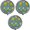 Daisy Flowers Yellow White Brown Sage Green  Mini Round Pill Box (Pack of 3) View1