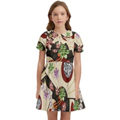 Orient Charm  Kids  Bow Tie Puff Sleeve Dress