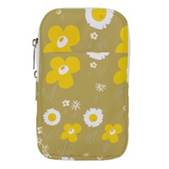 Daisy Flowers Yellow White Olive  Waist Pouch (large) by Mazipoodles