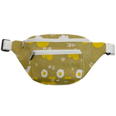 Daisy Flowers Yellow White Olive  Fanny Pack by Mazipoodles