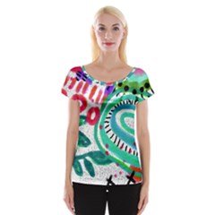 Colorful Wearable Art Cap Sleeve Top by Arttowear