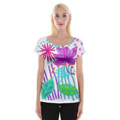 Funky Abstract Floral Cap Sleeve Top by Arttowear