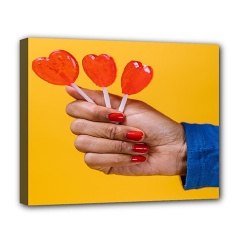 Valentine Day Lolly Candy Heart Deluxe Canvas 20  X 16  (stretched) by artworkshop