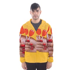 Valentine Day Lolly Candy Heart Men s Hooded Windbreaker by artworkshop