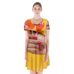 Valentine Day Lolly Candy Heart Short Sleeve V-neck Flare Dress by artworkshop