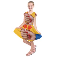 Valentine Day Lolly Candy Heart Kids  Short Sleeve Dress by artworkshop