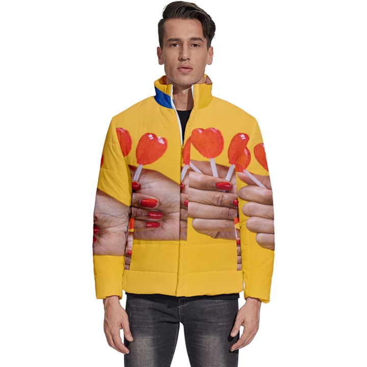 Valentine Day Lolly Candy Heart Men s Puffer Bubble Jacket Coat