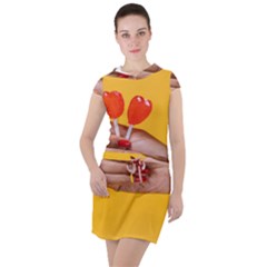 Valentine Day Lolly Candy Heart Drawstring Hooded Dress by artworkshop