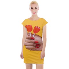 Valentine Day Lolly Candy Heart Cap Sleeve Bodycon Dress by artworkshop