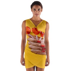 Valentine Day Lolly Candy Heart Wrap Front Bodycon Dress by artworkshop