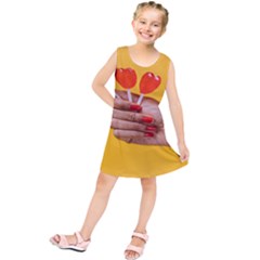 Valentine Day Lolly Candy Heart Kids  Tunic Dress by artworkshop