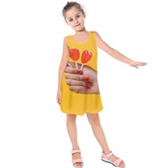 Valentine Day Lolly Candy Heart Kids  Sleeveless Dress by artworkshop