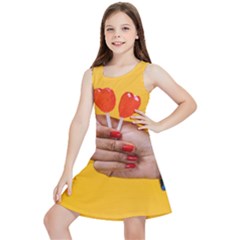 Valentine Day Lolly Candy Heart Kids  Lightweight Sleeveless Dress by artworkshop