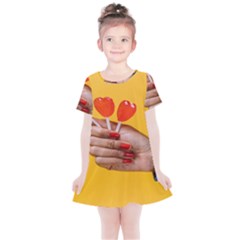 Valentine Day Lolly Candy Heart Kids  Simple Cotton Dress by artworkshop