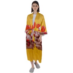 Valentine Day Lolly Candy Heart Maxi Satin Kimono by artworkshop