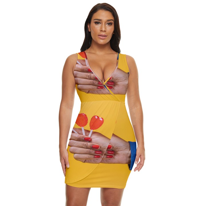 Valentine Day Lolly Candy Heart Draped Bodycon Dress