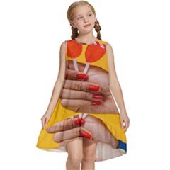 Valentine Day Lolly Candy Heart Kids  Frill Swing Dress by artworkshop