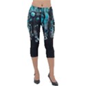 Falling Down Pattern Lightweight Velour Capri Leggings  View1