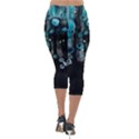 Falling Down Pattern Lightweight Velour Capri Leggings  View2