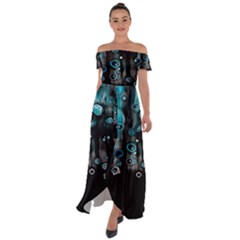 Falling Down Pattern Off Shoulder Open Front Chiffon Dress by artworkshop