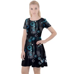 Falling Down Pattern Cap Sleeve Velour Dress  by artworkshop