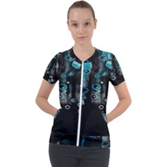 Falling Down Pattern Short Sleeve Zip Up Jacket by artworkshop