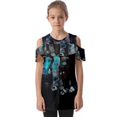 Falling Down Pattern Fold Over Open Sleeve Top by artworkshop