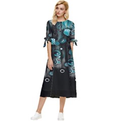 Falling Down Pattern Bow Sleeve Chiffon Midi Dress by artworkshop