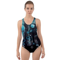 Falling Down Pattern Cut-out Back One Piece Swimsuit by artworkshop