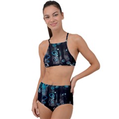 Falling Down Pattern High Waist Tankini Set by artworkshop