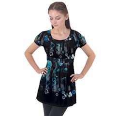 Falling Down Pattern Puff Sleeve Tunic Top by artworkshop