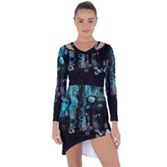 Falling Down Pattern Asymmetric Cut-out Shift Dress by artworkshop