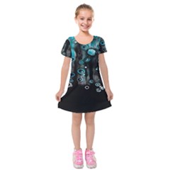 Falling Down Pattern Kids  Short Sleeve Velvet Dress by artworkshop