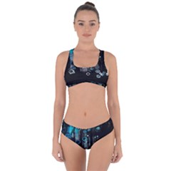 Falling Down Pattern Criss Cross Bikini Set