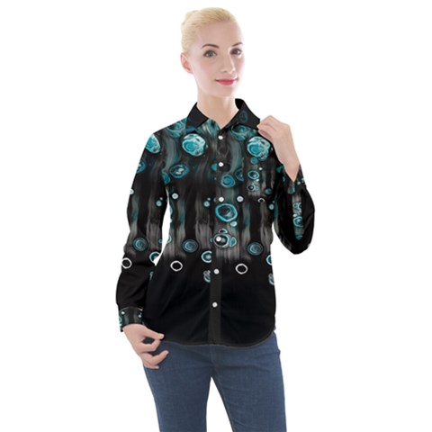 Falling Down Pattern Women s Long Sleeve Pocket Shirt by artworkshop