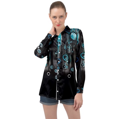 Falling Down Pattern Long Sleeve Satin Shirt by artworkshop