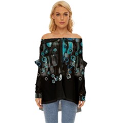 Falling Down Pattern Off Shoulder Chiffon Pocket Shirt by artworkshop